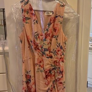 Eliza J Pink Floral Midi Dress